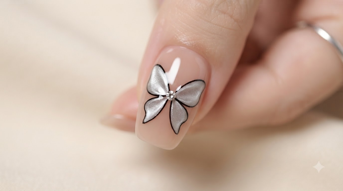 Silver Cat-Eye Schmetterlings-Nail-Art — Schritt-für-Schritt-Anleitung