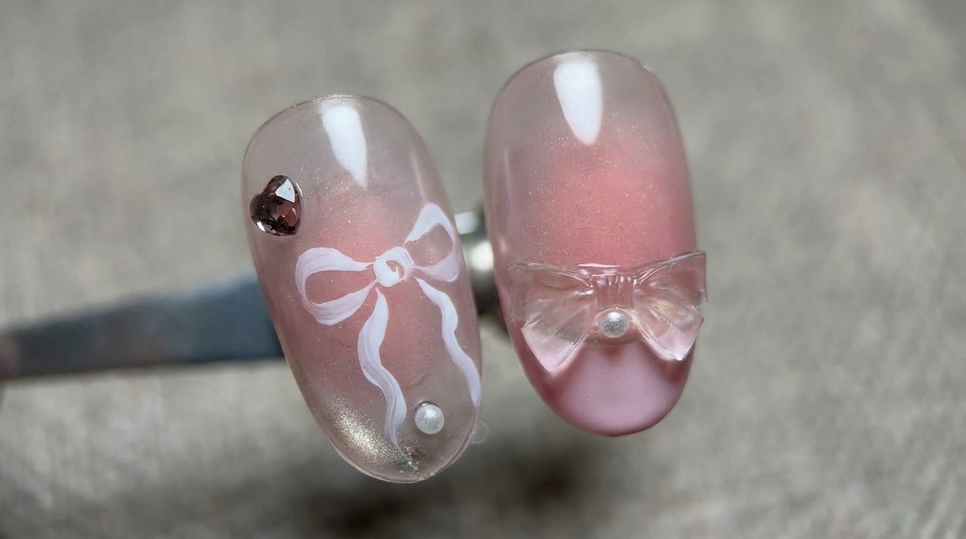 Clear Bow und Ribbon Gel-Nageldesign — Schritt-für-Schritt-Anleitung