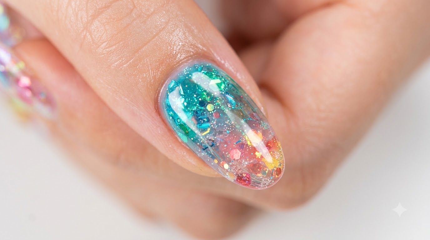 Rainbow Glass Glitter Nail Art — Lebendiges Gradient Schritt-für-Schritt-Tutorial