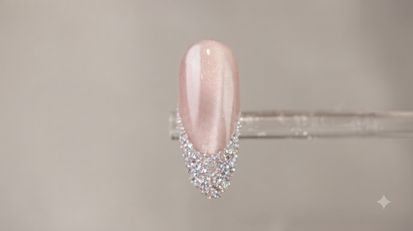 Pink auffällige Cat-Eye-French-Nägel mit funkelndem Glitter — Schritt-für-Schritt-Anleitung