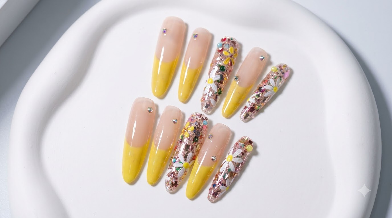 Frühlings-Gänseblümchen & Gel-Nägel mit gelben French Tips — Schritt-für-Schritt-Anleitung
