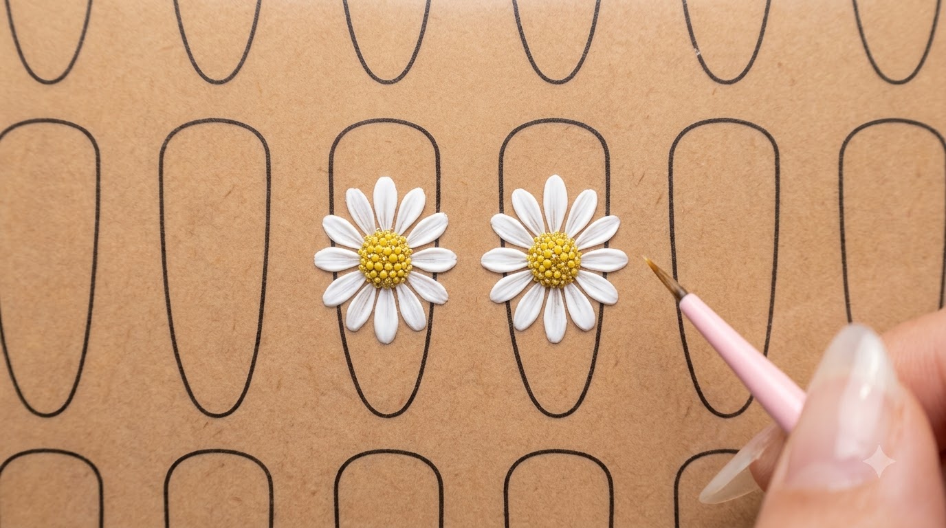 Einfaches Gänseblümchen Gel-Nail-Art — Einfache Schritt-für-Schritt-Anleitung