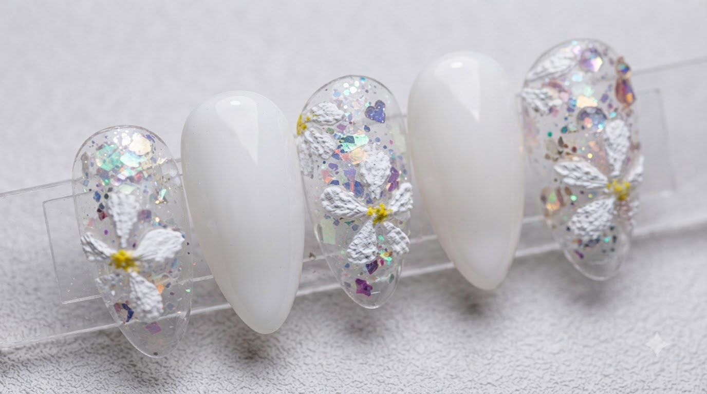 Sommerliche Gänseblümchen mit Glitzer und Struktur — Schritt für Schritt Nageldesign