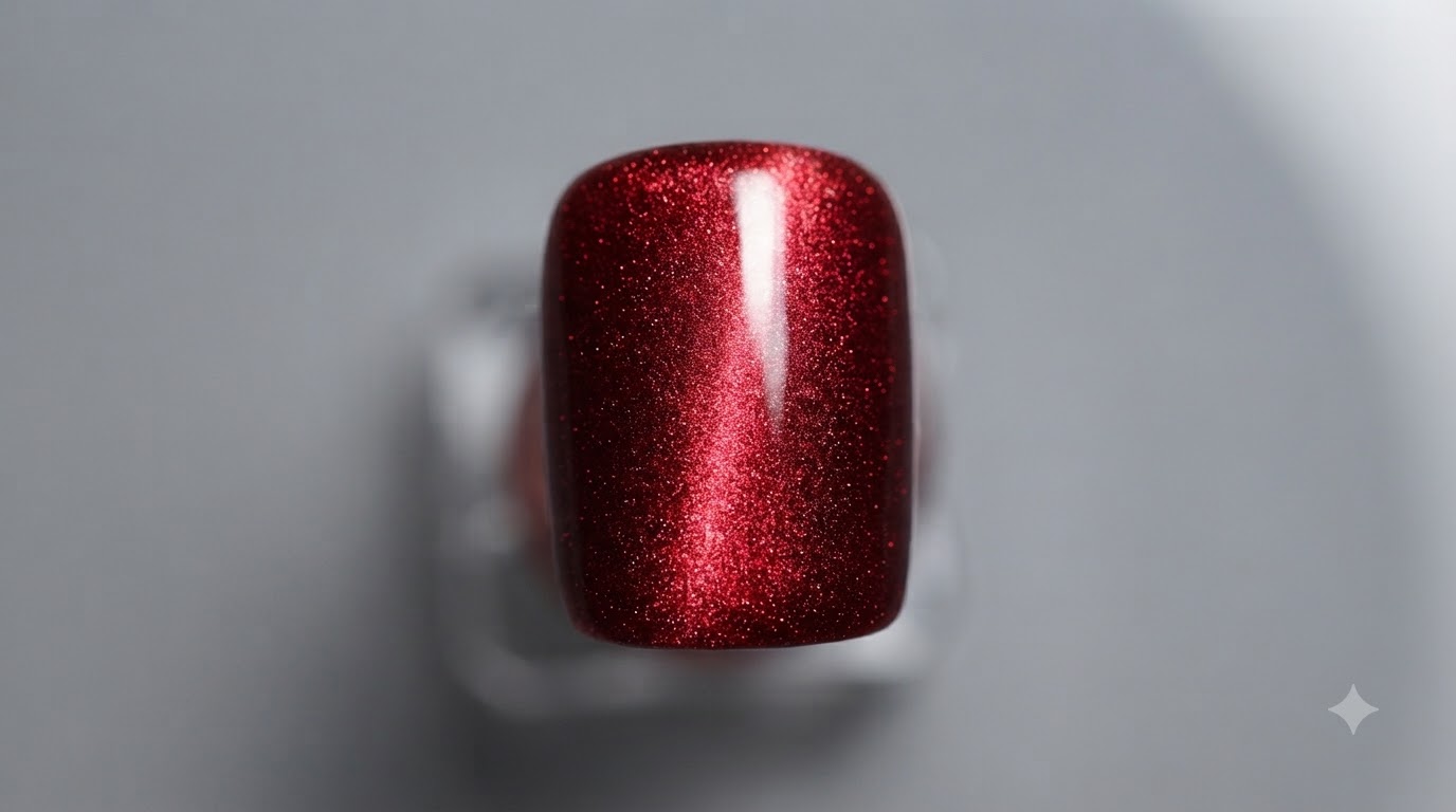 Zarte Misty Rose Silvester Rote Cat Eye Nägel — Gestempeltes Blumen Tutorial