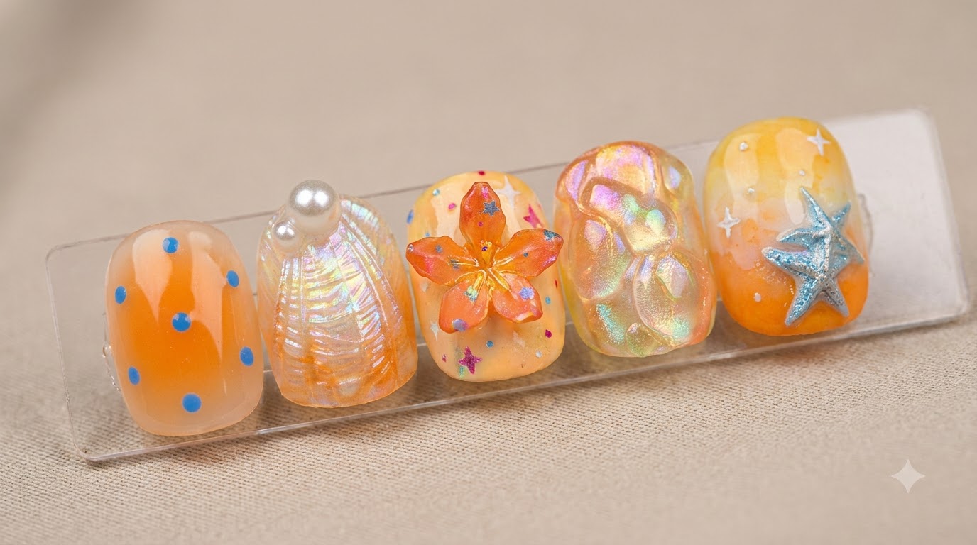Sommerlicher Ozean-Look und 3D-Lilien-Nail-Art — Schritt-für-Schritt-Anleitung