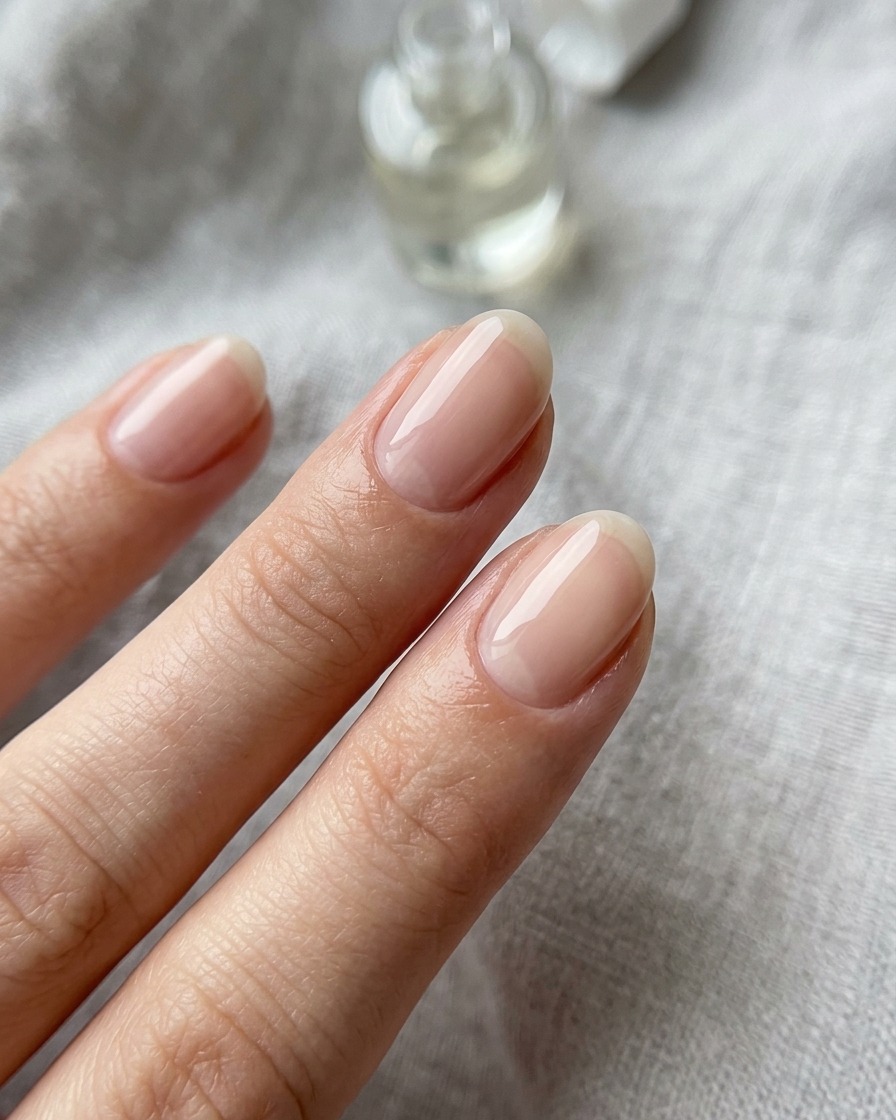 Ein elektrisches Fräserhandstück verfeinert den Nagelhautbereich und die Nageloberfläche an einer vorbereiteten Hand.