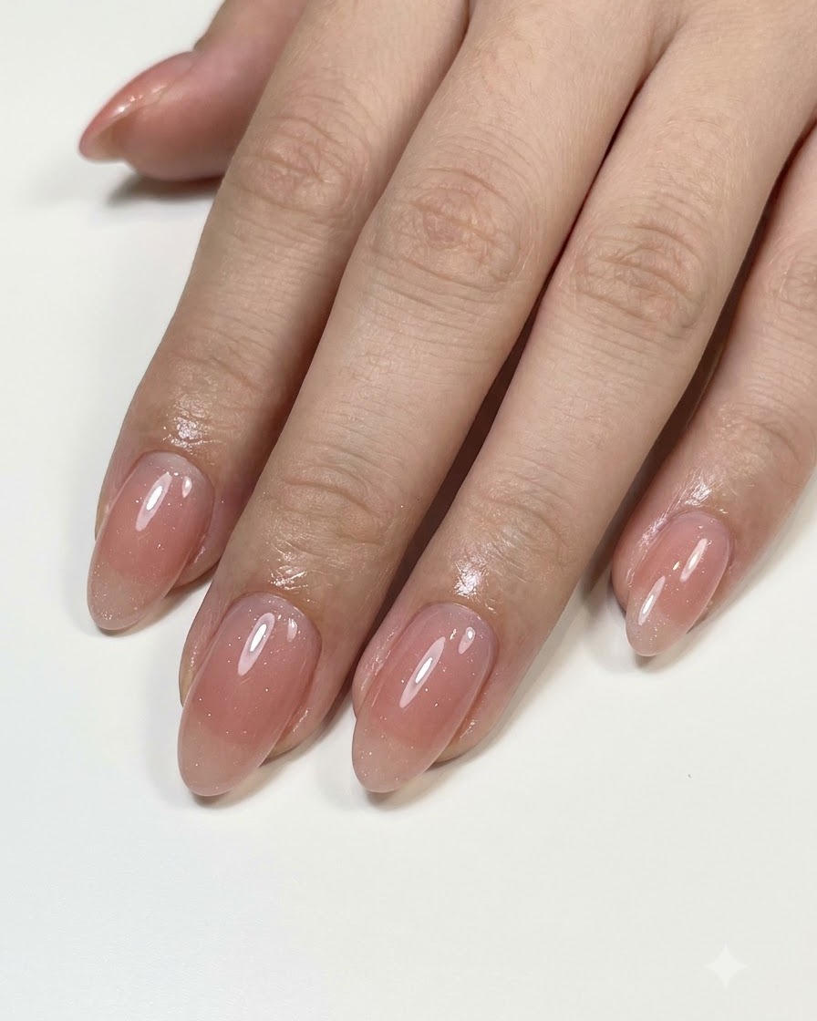 Ein feiner Liner-Pinsel reinigt und glättet den Farbgelauftrag nahe dem Nagelhautbereich.