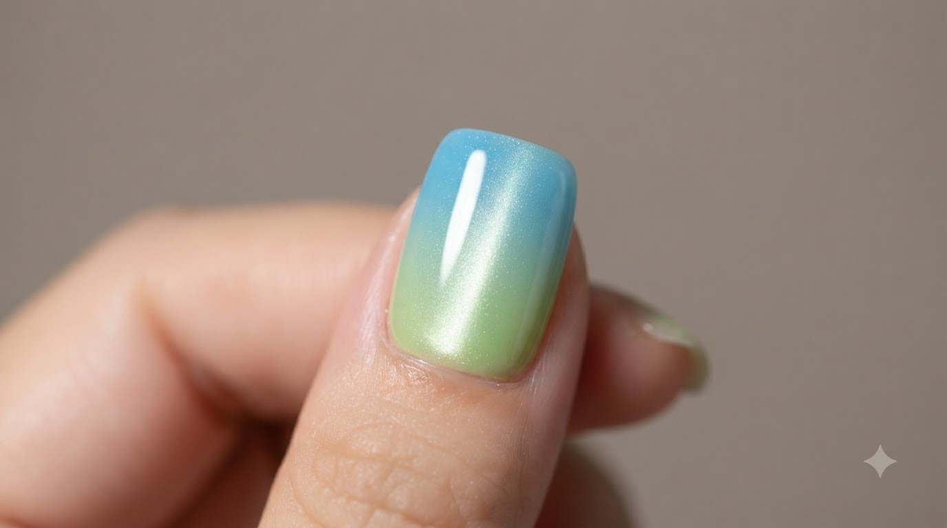 Sommerliche Blau-Grün Gradient Cat Eye Gelnägel — Schritt-für-Schritt-Anleitung