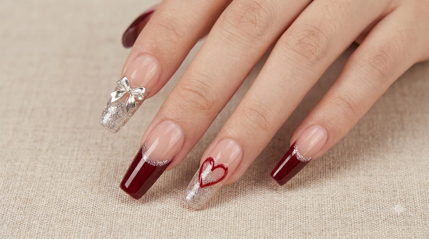 Minimalistische & elegante asymmetrische French Nails mit Herz-Motiv — Schritt-für-Schritt Anleitung