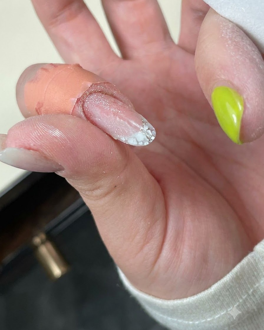 Ein Nagellackpuffer glättet die Oberfläche eines fertigen Nagels.