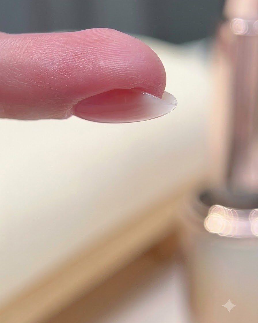 Ein umgedrehter Finger, damit sich das Gel selbst nivelliert und einen mittleren Apex bildet.
