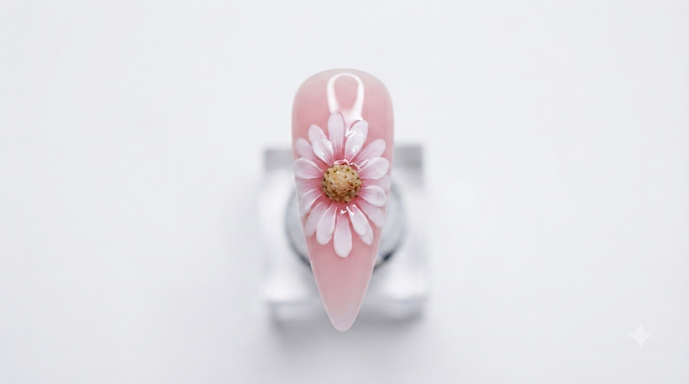 Doppel-Schicht Gänseblümchen Nageldesign — 3D Blumen-Gel-Tutorial