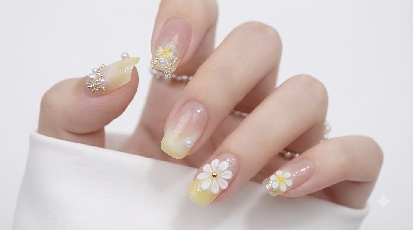 Sommerliche Vitalität Gelb und Weiß Nageldesign — Schritt für Schritt Anleitung