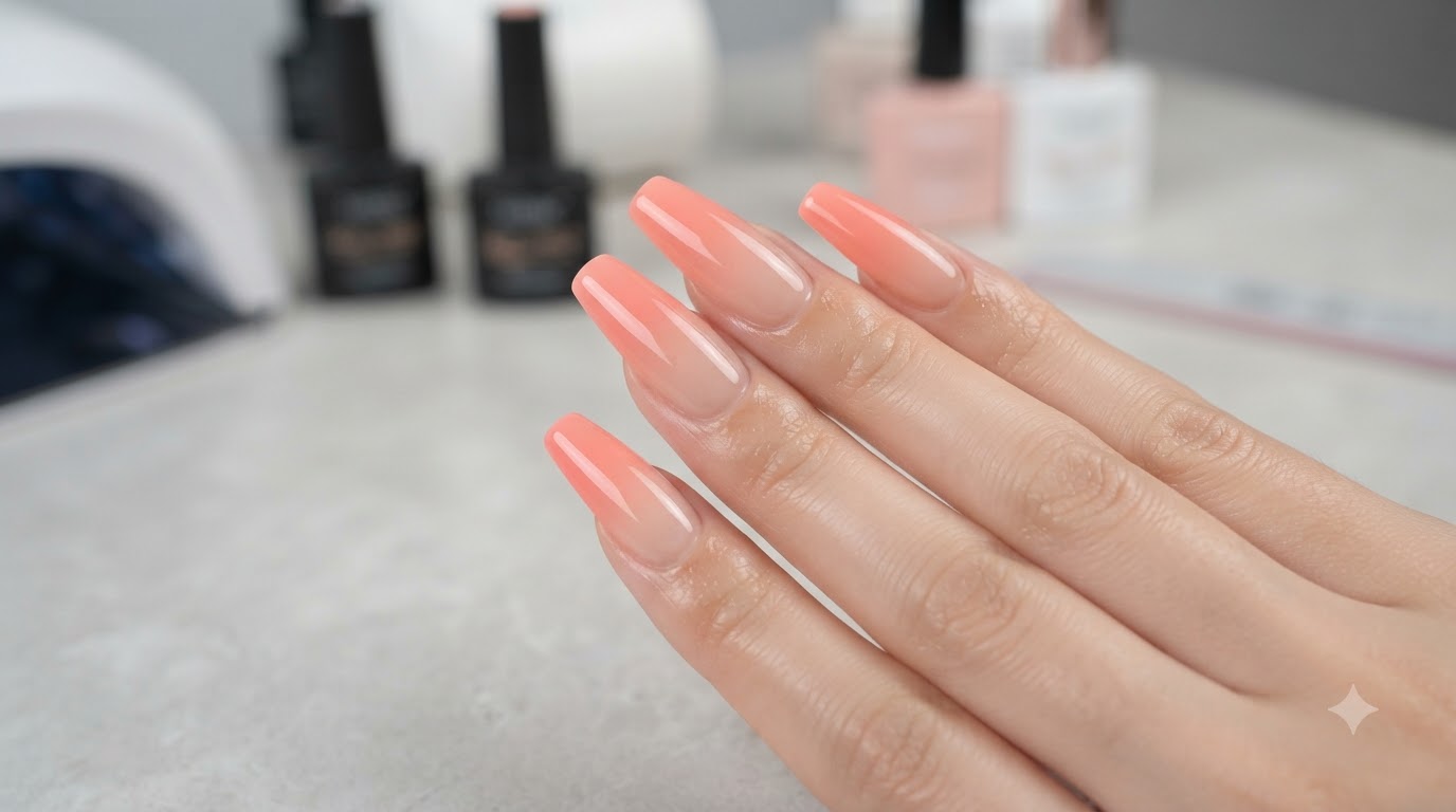 Pfirsich Ombré Spray-Gel-Nägel — Schritt-für-Schritt Airbrush-Anleitung