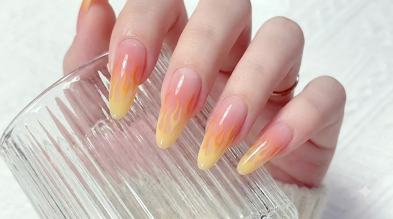 Sunset Glow Ombre und Flammige Akzentnägel — Schritt-für-Schritt-Anleitung