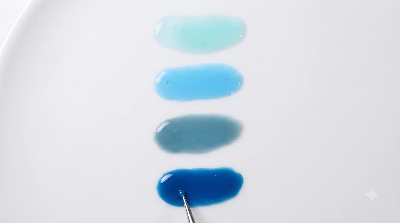 Eisblaues Jelly-Gel mischen — Anleitung für individuelle durchscheinende Gelfarben