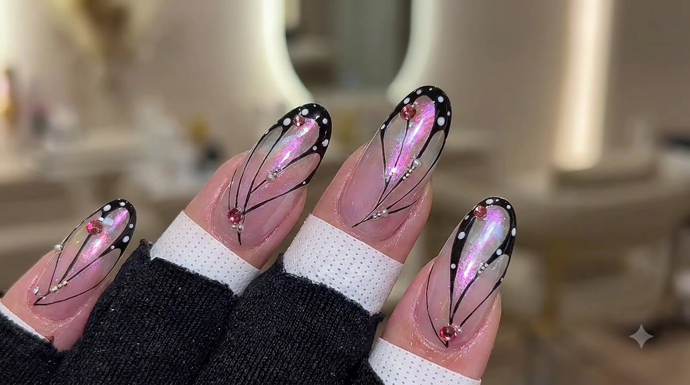 Lila Aurora Schmetterlings-Nageldesign — Verträumte Kapsel-Opale & Chrom-Tutorial