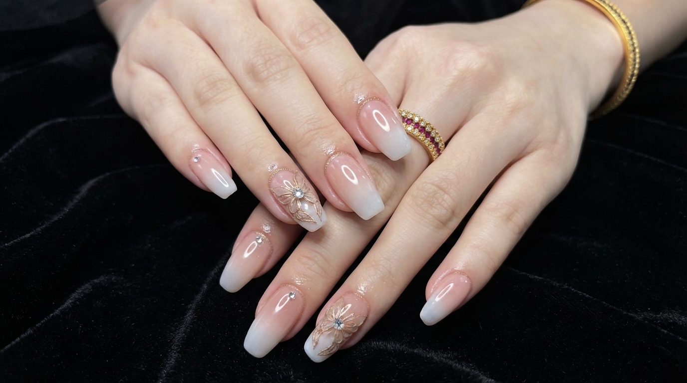 Nude Pink Ombré-Nägel mit 3D-Schmetterlingen – Eine elegante Schritt-für-Schritt-Anleitung