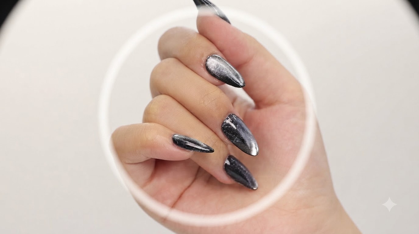 Silberne Cat-Eye Magnet-Gel-Nägel — Schimmerndes Schritt-für-Schritt-Tutorial