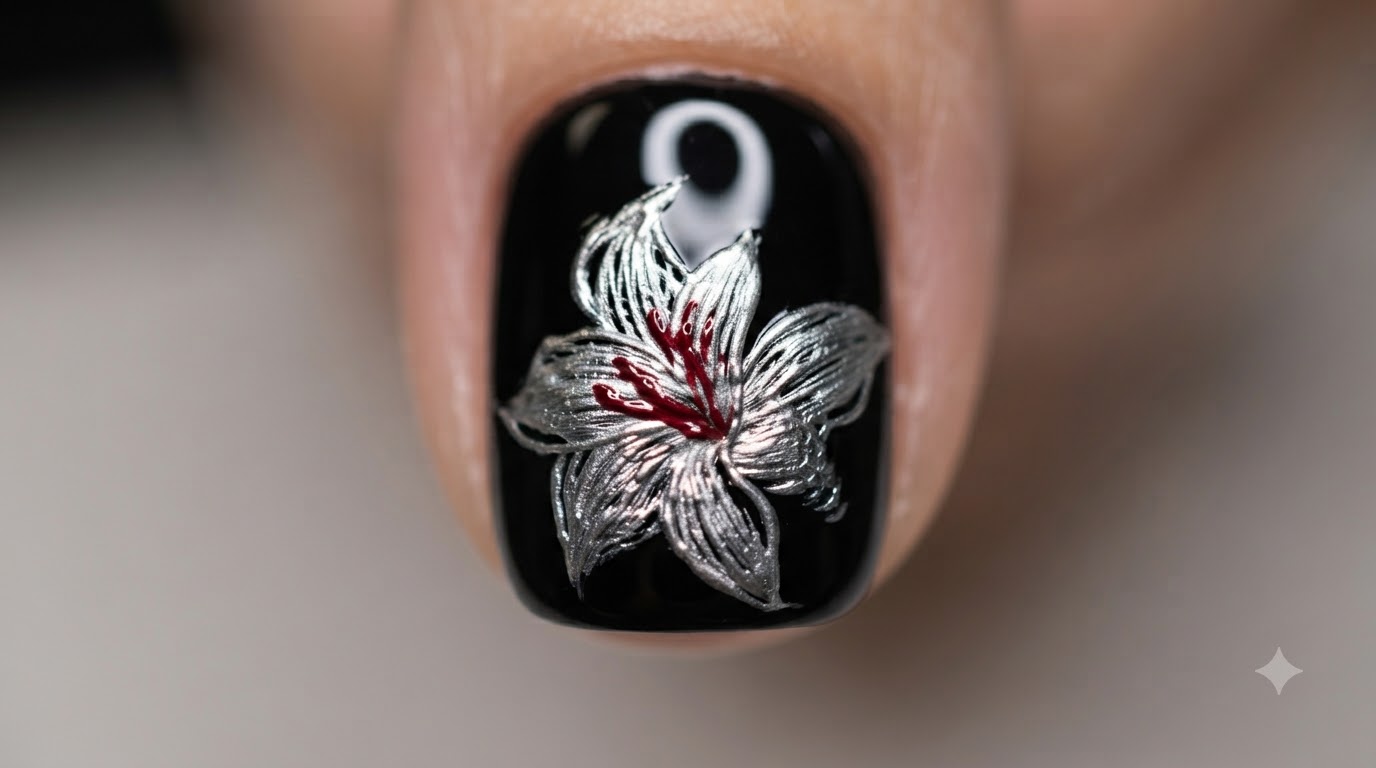 Metallic Lily Nail Art — Schritt-für-Schritt-Anleitung